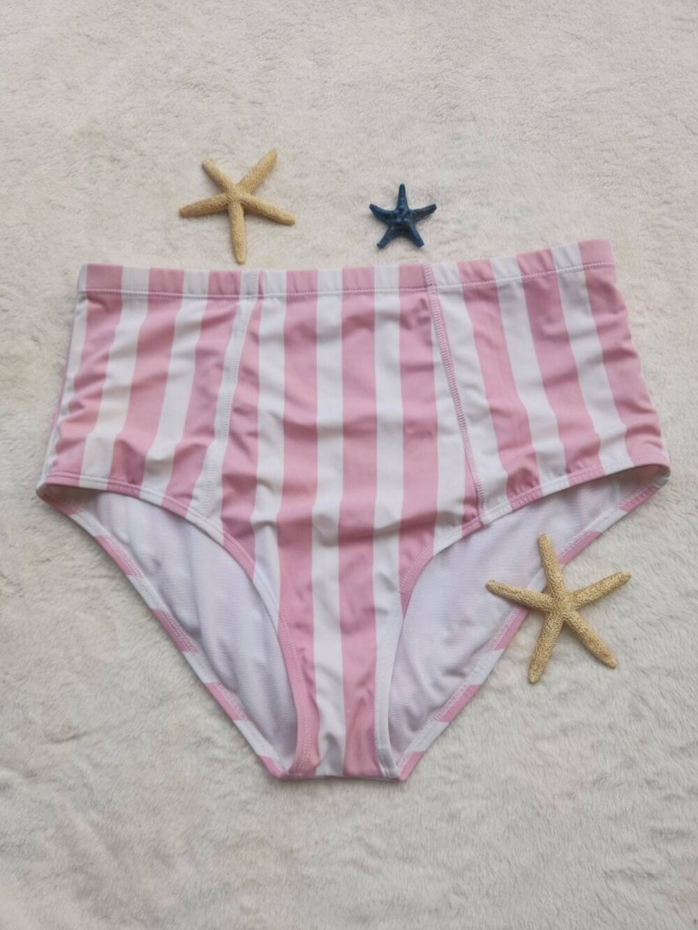 L Women's Pink Stripe Bikini Bottom Bathing Suit Swimwear Beach Pool Swimming